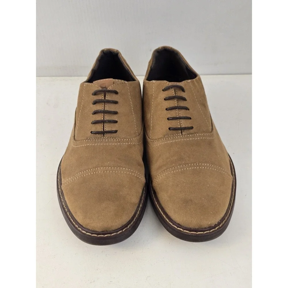 Bench Mark Lace-up‎ Cap Toe Oxford Dress Shoe Brown Suede Tan Mens Size 8.5M